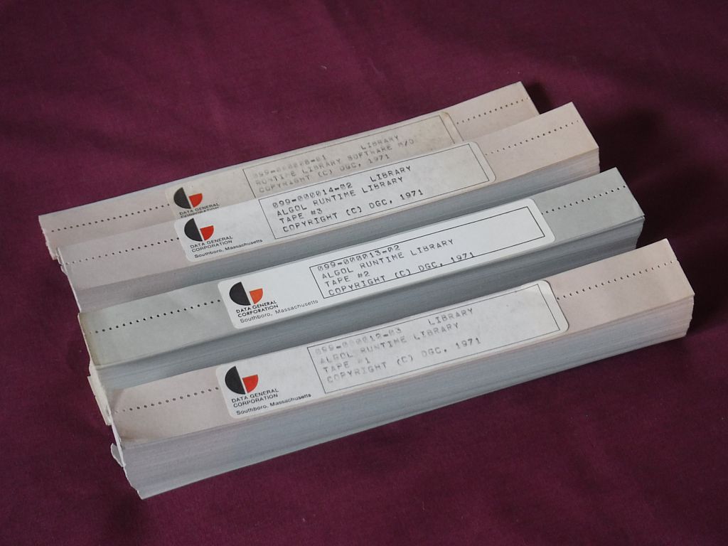 Paper tapes of runtime library for Data General Extended ALGOL 60